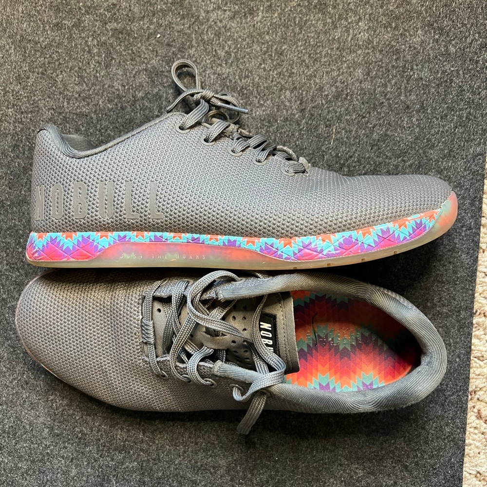 NoBull grey trainers with floral sole